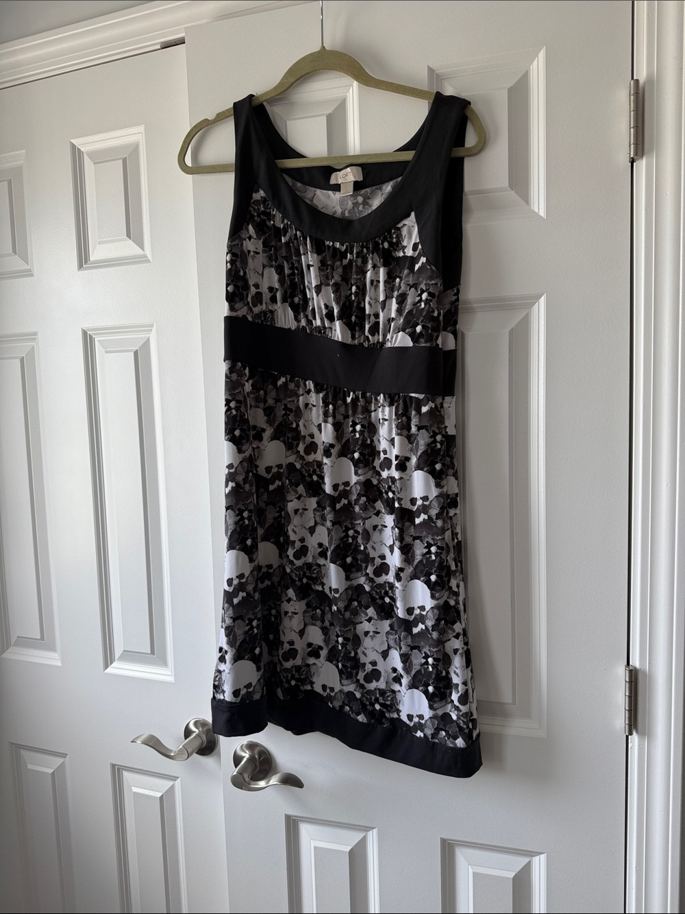 LOFT Black and White Floral-Print Sleeveless Mini Dress